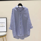 Striped Loose Office Shirt Women