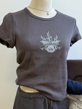 Letter Print Ribbed Cotton Tee