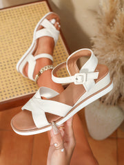 Women Low Heel Ankle Wrap Sandals