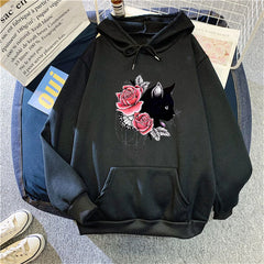 Korean Loose Printed Hooded Hoodie