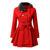 Fur Collar Wool Trench Coat