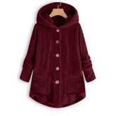 Plush Asymmetric Winter Casual Coat