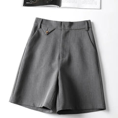 Suit Shorts Women's Summer New High-waist Slim Mid-pants A-line Wide-leg Pants