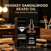 Men Biotin Beard Oil Soften Rough Beard Whiskey Sandalwood Beard Care Oil Hydrate Soothe Under-Beard Skin Men Facial Hair Serum
