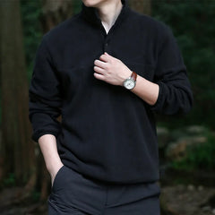 2025 Men Sweatshirt Turtleneck Half Button Pullover Male Polar Fleece Casual Basic Elegant Work Wear Winter Autumn Warm Jacket