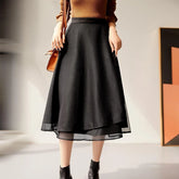Chic Wrap A-Line Knee Skirt