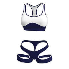 Sexy Sports Bra And High-Waist Bikini Set for Women in Various Seasons Nylon Material Hollow out Design for Hot Spring Soaking