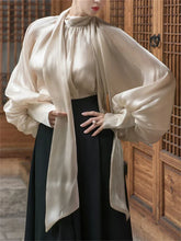 Elegant Chiffon Lantern Sleeve Blouse