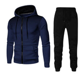 Men tracksuit zipper hood multi-pocket and protective pants casual jogging tracksuit fall/winter 2-piece setLarge size S-3XL