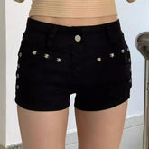 Skinny Buttoned Retro Denim Shorts