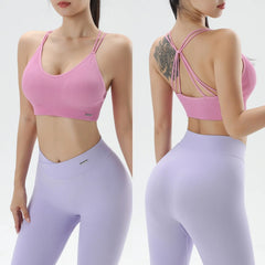 Women's Sports Bra Shock-proof Push-up Beautiful Back Cross Fitness Vest Top Gym Clothing Yoga Vest Running Sexy Fitness Bra