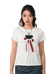 Heart Bow Lace Tee