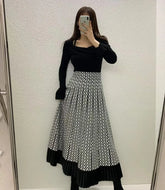 Retro Knitted Pleated Midi Skirt