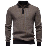 Striped Mock Neck Knit Sweater