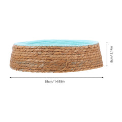 Pet Wicker Round Bed Natural Handwoven Breathable Cozy Sleeping Cushion for Small Dogs Cats Puppies Pets