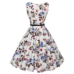 Women Dress Vintage Robe Audrey Hepburn Rockabilly Retro Sleeveless Print Party dresses Summer Vestidos