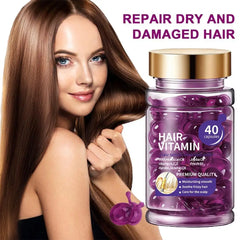 Hair Vitamin Serum Capsules 40Pcs With Moroccan Jojoba Oil Keratin Nourishing Hair Oil For Dry Damaged Frizzy Repair Hair Care