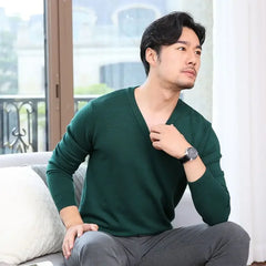 Thick Solid V-Neck Pullover