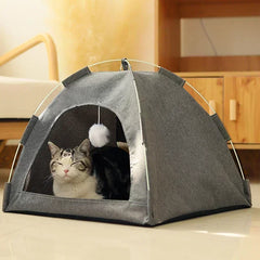 Semi-Enclosed Canvas Cat Tent Bed