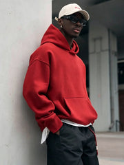 Men Oversized Solid Hoodie Streetwear Loose Pullover Hooded Sweatshirt Casual Hip Hop Basic Pocket Hoodies Women Daily Tracksuit