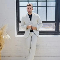 White Formal Men Suit Blazer