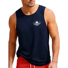 Men Summer Breathable Mesh Tank Top, Stylish Logo Print Sleeveless Shirt, Casual Sports Fitness Gym Vest for Daily & Workout