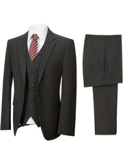 Notch Lapel Three-Piece Suit