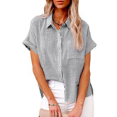 Cotton Linen Turn Collar Tee
