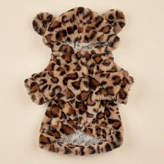 Plush Leopard Ear Dog Hoodie