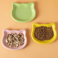 1PC Cat-Shaped Pet Bowls, Pastel Color Cute Animal Design, Non-Slip Pet Food Dish, Ideal for Cats, Trendy Pet Accessory for Home