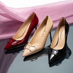 Black Patent T Strap Heels