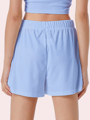 Casual Shorts Women 2024 New Summer Simple Comfortable Elastic Waist Cool Breathable Solid Color Casual Sports Five Quarter Pant