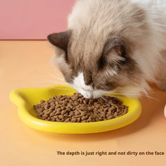 1PC Cat-Shaped Pet Bowls, Pastel Color Cute Animal Design, Non-Slip Pet Food Dish, Ideal for Cats, Trendy Pet Accessory for Home