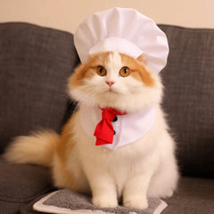 Pet Accessories Cute Pet Cooking King Hat Adjustable Comfortable Chef Hat Set Stylish Cat Cosplay Hat Pet Fashion Show