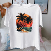 Tropical Palm Beach Graphic Cotton T-Shirt