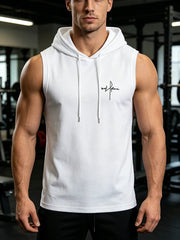 Summer Men‘s Workout Tee Running Training Hooded Sleeveless Gym Fitness Top Fashionable Loose Quick Drying Sports Tank Top