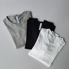 Yoga Clothes for Women, Sports Tops, Round Neck, Seamless, Slim, Running Shirt Fitness Workout Long Sleeves Gym T Shirt, Winter