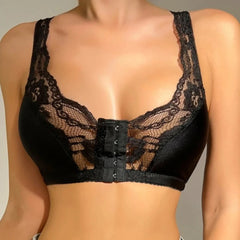 Woman’s Backless Sports Bras Non-Wired Thin Version Lace Minimizer Front Closure Full Bust Bra S-6XL