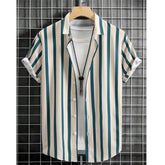 3D Striped Print Oversized Hawaiian Shirt