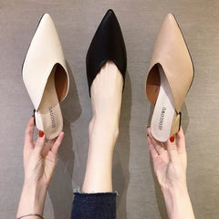 Women High Heels Slippers Baotou Women Shoes Sexy Pointed Toe Chunky Heels Mules Outdoor Walking Slides Chaussure Femme 2024