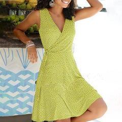 Dresses for Women 2025 Casual Plus Size Women's Floral Wrap V Neck Midi Dress A Line Swing Cap Sleeve Midi Vestidos De Fiesta