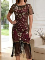 Women's Flapper Dresses 1920s for Women Great Gatsby Sequin Fringed Roaring 20s Cocktail Dress