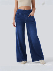 Wide Leg Zipper Detail Jeans