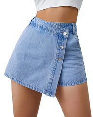 Trendy Asymmetric High Waist Denim Shorts