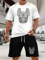 Trendy Suits for Men Men's Summer Shorts Set Gym Outfit Student Short Sleeve Tee 2 Piece Set Tracksuits Men Casual Men Clothing