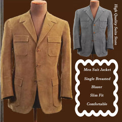 Faux Suede Slim Fit Blazer