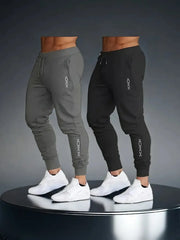 Men's 2-Pack Printed Casual Joggers, 100% Polyester, Soft Breathable Lightweight Fabric, Loose Fit Stylish Sports Trousers