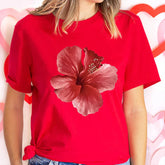 Pink Hibiscus Casual Y2K Tee