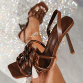 Women Square Toe Slingback Heel Sandals