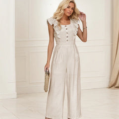 Flying Sleeve High Waist Jumpsuit